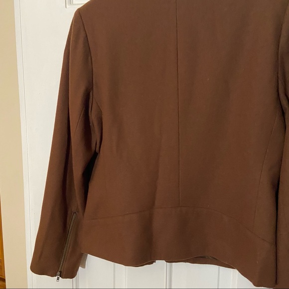 Vintage Harve Bernard wool blend jacket with zippers sz 6 brown shoulder pads - Picture 7 of 15